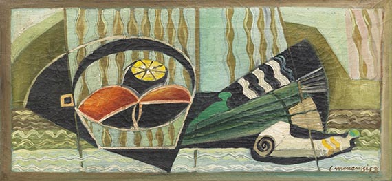 Louis Marcoussis - Nature morte au poisson et coupe de fruits