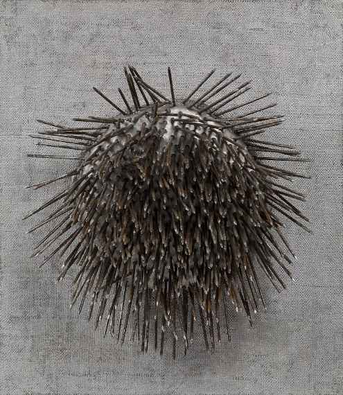 Illustration for: Günther Uecker, Taktile Struktur Rotierend (Tactile Structure Rotating), 1961, mixed media, nails, aluminum, and metallic paint on burlap on wood, rotating, The Solomon R. Guggenheim Foundation Peggy Guggenheim Collection, Venice. © VG Bild-Kunst, Bonn 2026