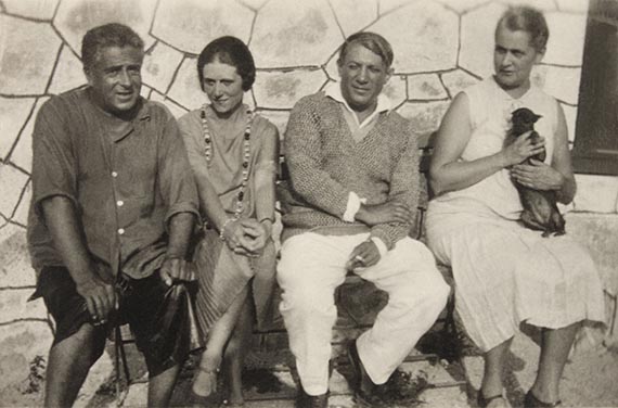 Illustration  for: Francis Picabia, Olga Kokoschka, Pablo  Picasso and Germaine Everling, ca. 1927, photo: unknown. &copy; Archives Comité Picabia
