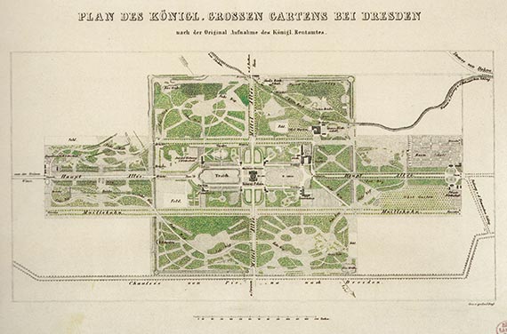 Illustration  for: Johann Keyl, Plan of the Great Garden of Dresden, 1850.