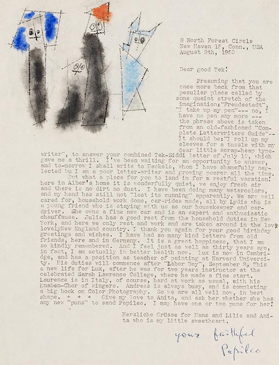 Lyonel Feininger - Brief 9.8.1953 (4 Ghosties)